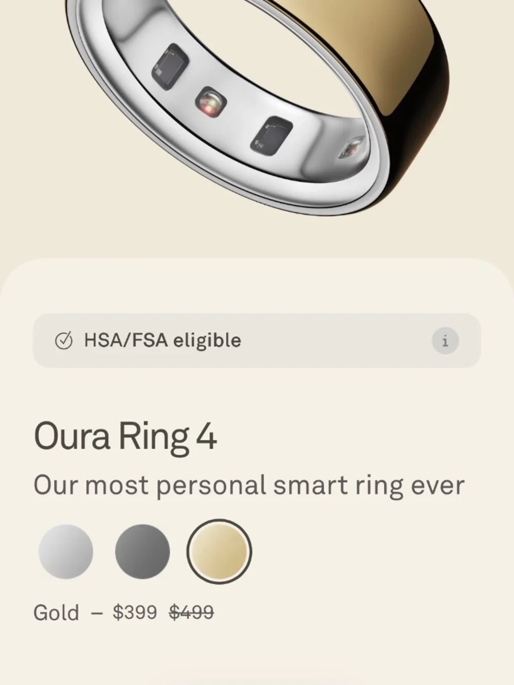Oura Ring 4 Gold Size 9 + Extra Charging Base
